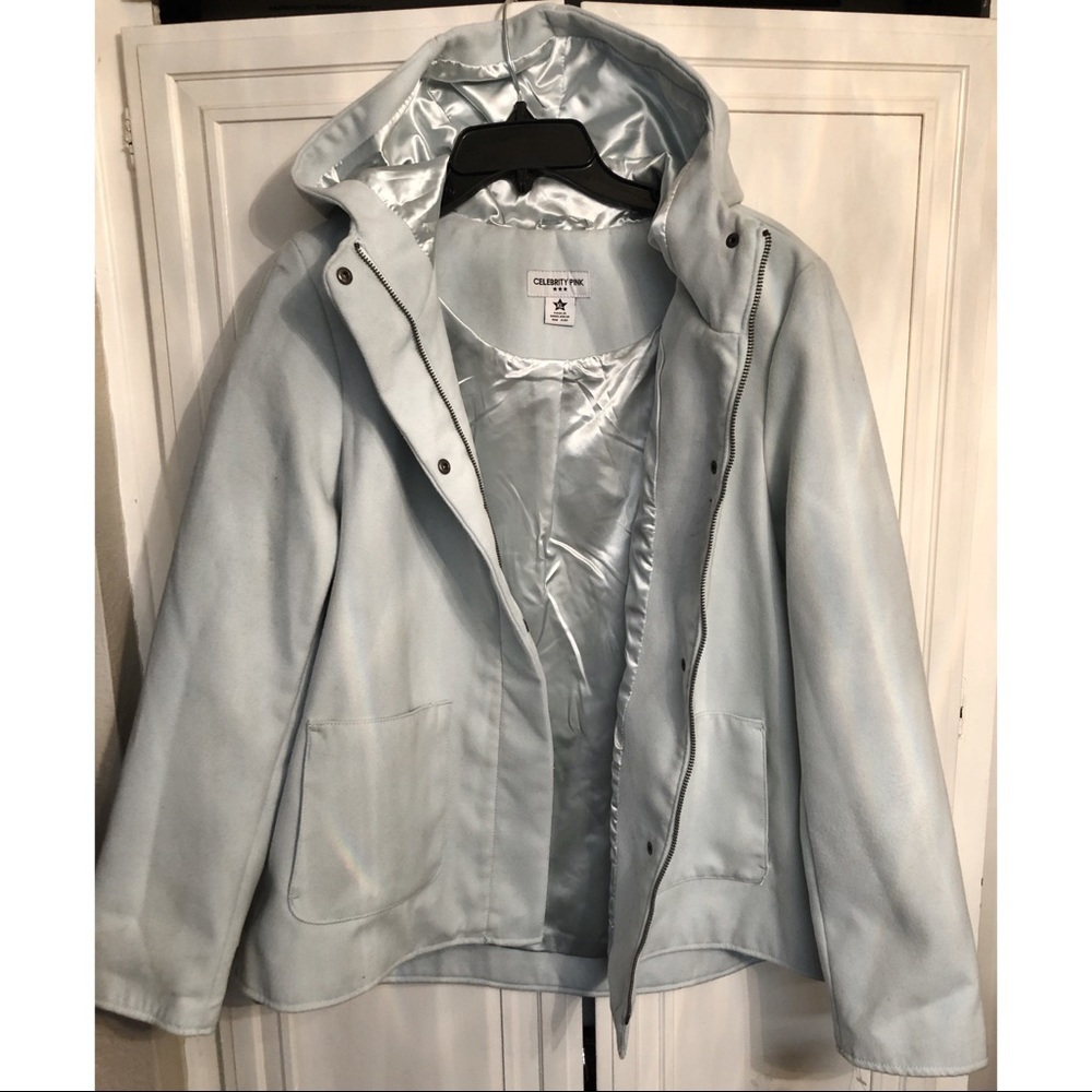 NWT Womens baby blue hooded coat w/ large pockets